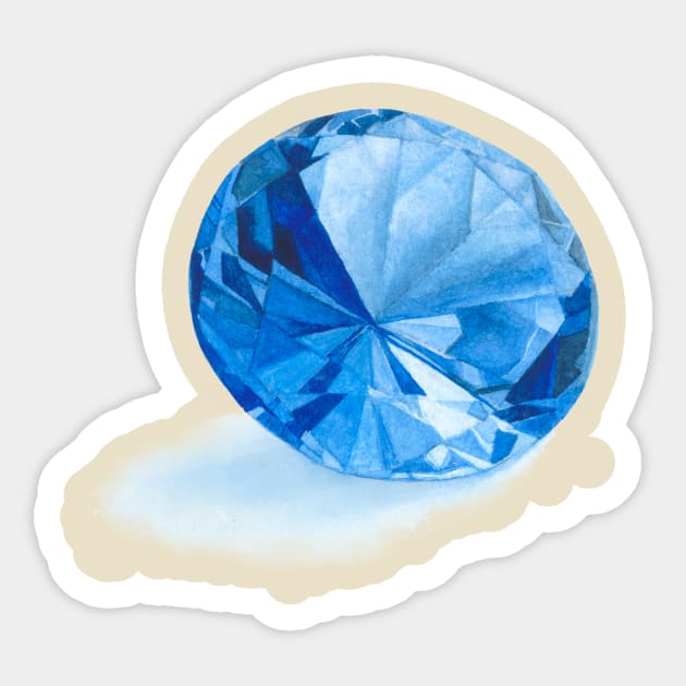 Blue Sapphire Gem Watercolour Painting Sticker by Flowering Words